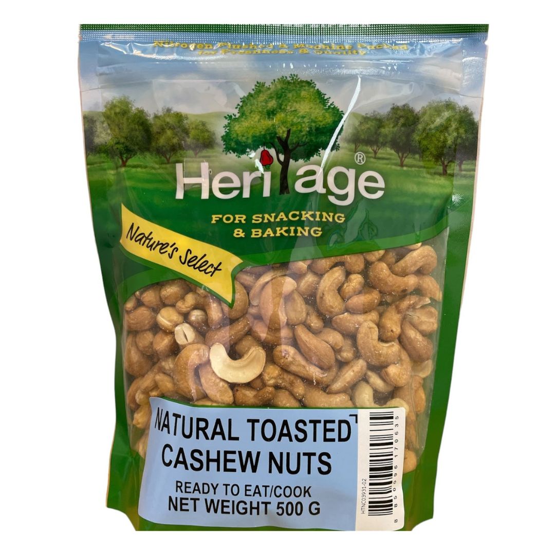 Heritage - Natural Toasted Cashew Nuts (unsalted) 500g