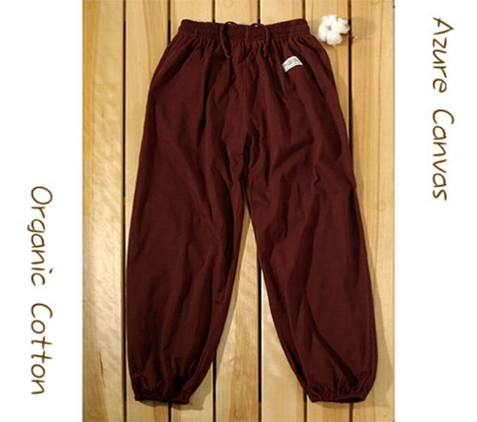 Azure Canvas - Adult Kung Fu Pants (100% Organic Cotton) Brown