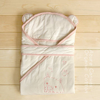 (需预订) 蓝天画布 - 婴儿铺棉包巾(粉红色滚边,100%有机棉)