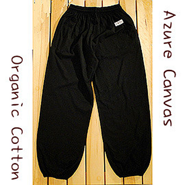 Azure Canvas - Adult Kung Fu Pants (100% Organic Cotton) Black