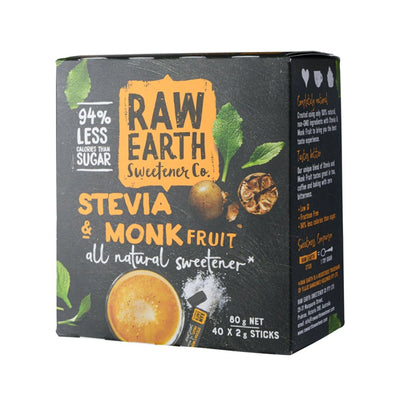 Raw Earth - Stevia & Monk Fruit All Natural Sweetener(40 X 2G)