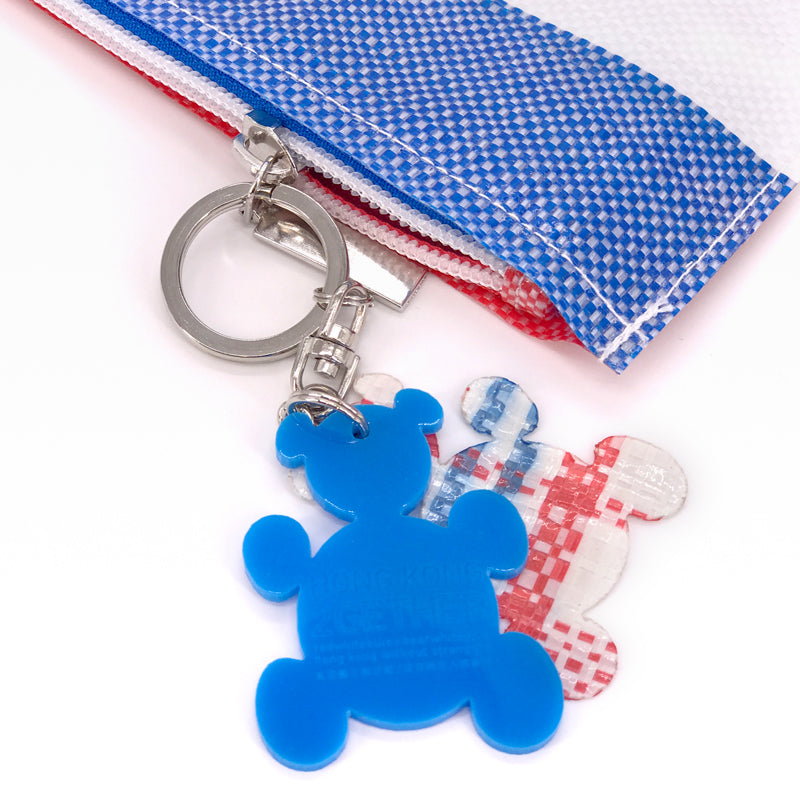 紅白藍330 – 熊白藍扁身萬用袋連2隻熊匙扣