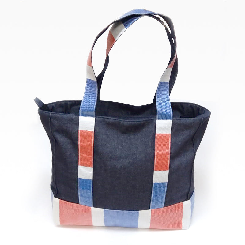 rwb330 - rwb & denim patchwork tote bag