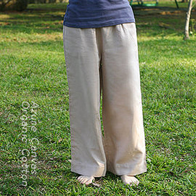 Azure Canvas - Adult Gauze Kung Fu Pants (100% Organic Cotton) Brown